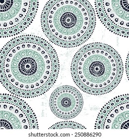 Hand drawn folkloric seamless pattern . All objects are conveniently grouped  and are easily editable.