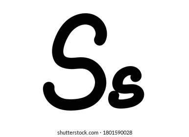 Hand drawn font - alphabet S, abjad s low register with white beackground
