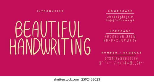 Hand drawn Font "Beautiful Handwriting" elegant alphabet letters font and number. Classic Lettering Minimal Fashion Designs. Typography modern serif fonts regular decorative vintage concept. 