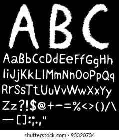 Hand drawn font, in black background