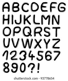 Hand drawn font, black design