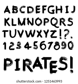 Hand drawn font. Dry brush