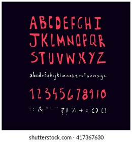 Hand Drawn Font (Handwritten Type) - Vector illustration