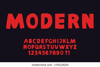 Hand drawn font Hipster design Modern letters and numbers Vector bright alphabet