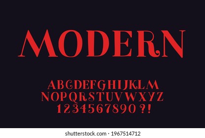 Hand drawn font Hipster design Modern serif letters and numbers Vector bright alphabet