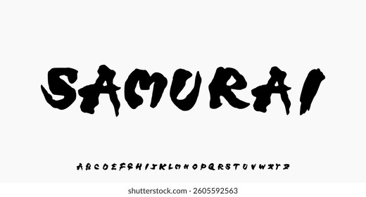 Hand Drawn font japan style letters alphabet font Uppercase for design vector and illustration