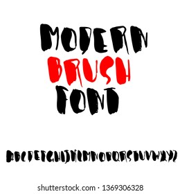 Hand drawn font made by dry brush strokes. Grunge style alphabet. Handwritten font. Vector illustration.