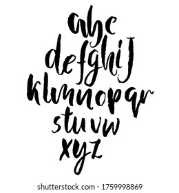 Hand drawn font made by dry brush strokes. Grunge style alphabet.