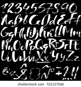 Hand Drawn Font Made By Dry Brush Strokes. Grunge Style Alphabet