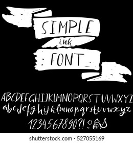 Hand drawn font made by dry brush strokes. Grunge style alphabet
