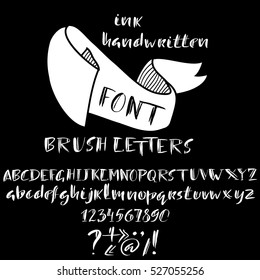 Hand drawn font made by dry brush strokes. Grunge style alphabet