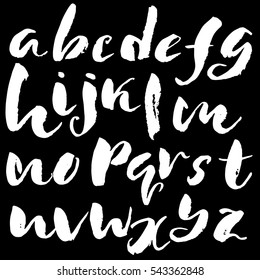 Hand drawn font made by dry brush strokes. Grunge style alphabet. Handwritten font. illustration
