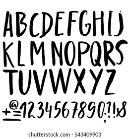 Hand Drawn Font Made By Dry Brush Strokes. Grunge Style Alphabet