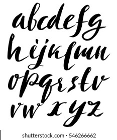 Hand drawn font made by dry brush strokes. Grunge style alphabet