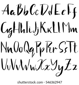 Hand drawn font made by dry brush strokes. Grunge style alphabet