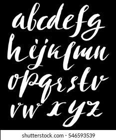 Hand drawn font made by dry brush strokes. Grunge style alphabet