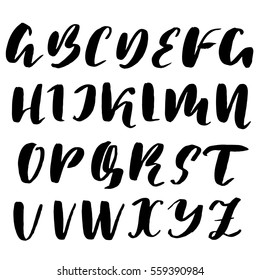 Hand drawn font made by dry brush strokes. Grunge style alphabet