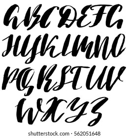 Hand drawn font made by dry brush strokes. Grunge style alphabet