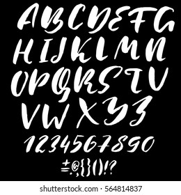 Hand drawn font made by dry brush strokes. Grunge style alphabet