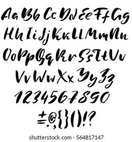 Hand drawn font made by dry brush strokes. Grunge style alphabet