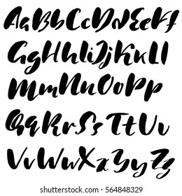 Hand drawn font made by dry brush strokes. Grunge style alphabet