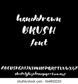 Hand drawn font made by dry brush strokes. Grunge style alphabet