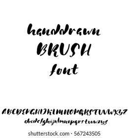 Hand drawn font made by dry brush strokes. Grunge style alphabet