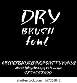 Hand Drawn Font Made By Dry Brush Strokes. Grunge Style Alphabet