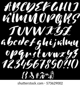 Hand Drawn Font Made By Dry Brush Strokes. Grunge Style Alphabet