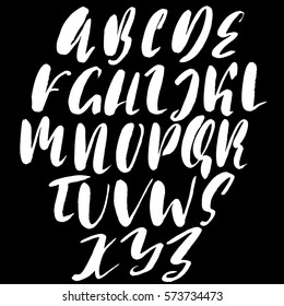 Hand drawn font made by dry brush strokes. Grunge style alphabet