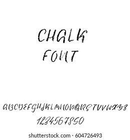 Hand drawn font made by dry brush strokes. Grunge style modern alphabet. Handwritten font. Vector illustration.