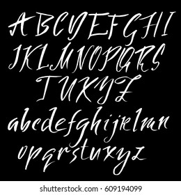 Hand drawn font. Modern brush lettering. Elegant alphabet. Vector illustration.