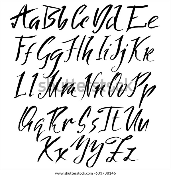 Hand Drawn Font Modern Brush Lettering Stock Vector (Royalty Free ...