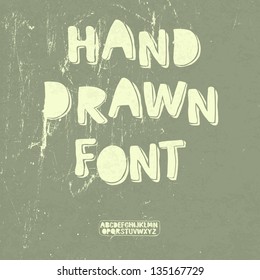 Hand drawn font with shadow. Vector