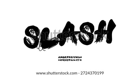 Hand Drawn Font Uppercase Only. Stylish Rough Brush Font. Groovy Bold Uneven Typography with Fiber Accents. Classic Lettering. Decorative serif vintage modern design vector illustration.