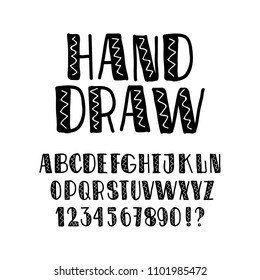 Hand drawn font. Vector alphabet.