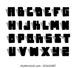 Hand drawn font. Vector alphabet 