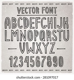 Hand drawn font. Vector alphabet.
