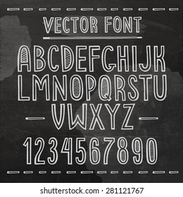 Hand drawn font. Vector chalkboard alphabet.