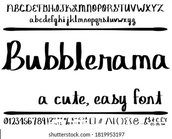 Hand drawn font vector. Cute typeface has bold, cursive letters and a natural handwriting style, like handwriting.