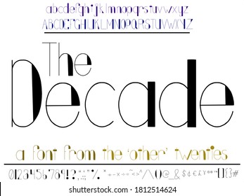 Hand Drawn Font Vector. Nineteen Twenties Theme Typeface. 