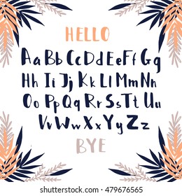 Hand drawn font.Vector Alphabet.