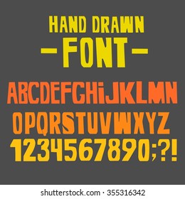 Hand Drawn Font.Vector Illustration.