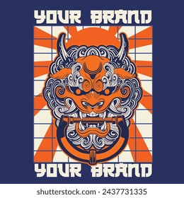 Hand Drawn Foo Dog Illustration Stock Vector	
