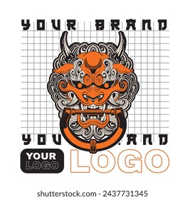 Hand Drawn Foo Dog Illustration Stock Vector	
