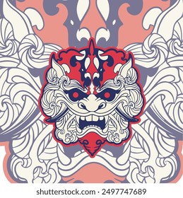 Hand Drawn Foo Dog Illustration Stock Vector	