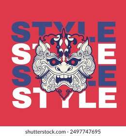 Hand Drawn Foo Dog Illustration Stock Vector	
