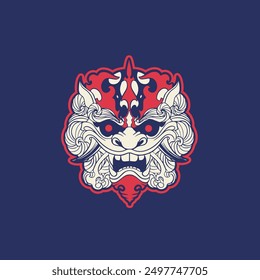 Hand Drawn Foo Dog Illustration Stock Vector	