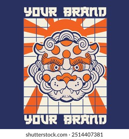 Hand Drawn Foo Dog Illustration Stock Vector	
