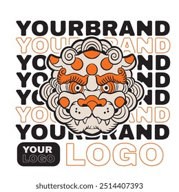 Hand Drawn Foo Dog Illustration Stock Vector	
